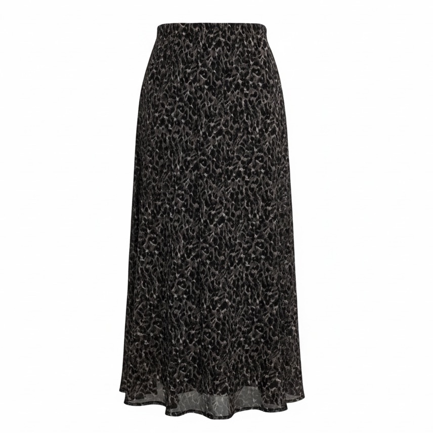 All Saints Black, Brown Gray Animal Print Long Maxi Slit Skirt